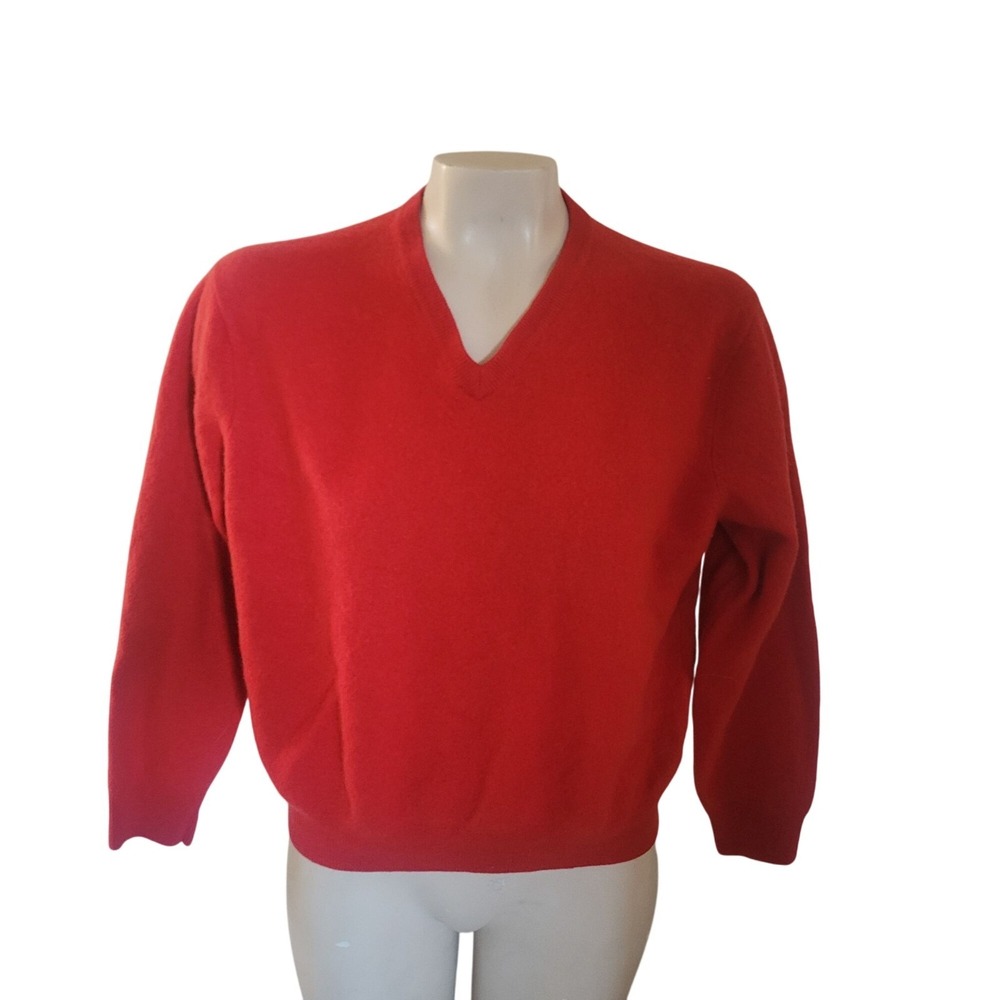 Club Room Mens Estate Cashmere V-Neck Sweater Red XL Luxury Designer Officecore